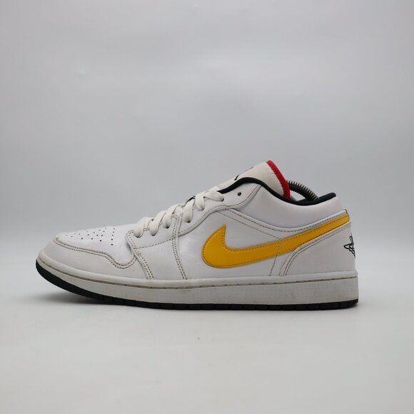 Nike Air Jordan 1 Low Men\'s 10.5 \'Multi-color Swoosh\' White Sneakers CW7009-100 main image 4